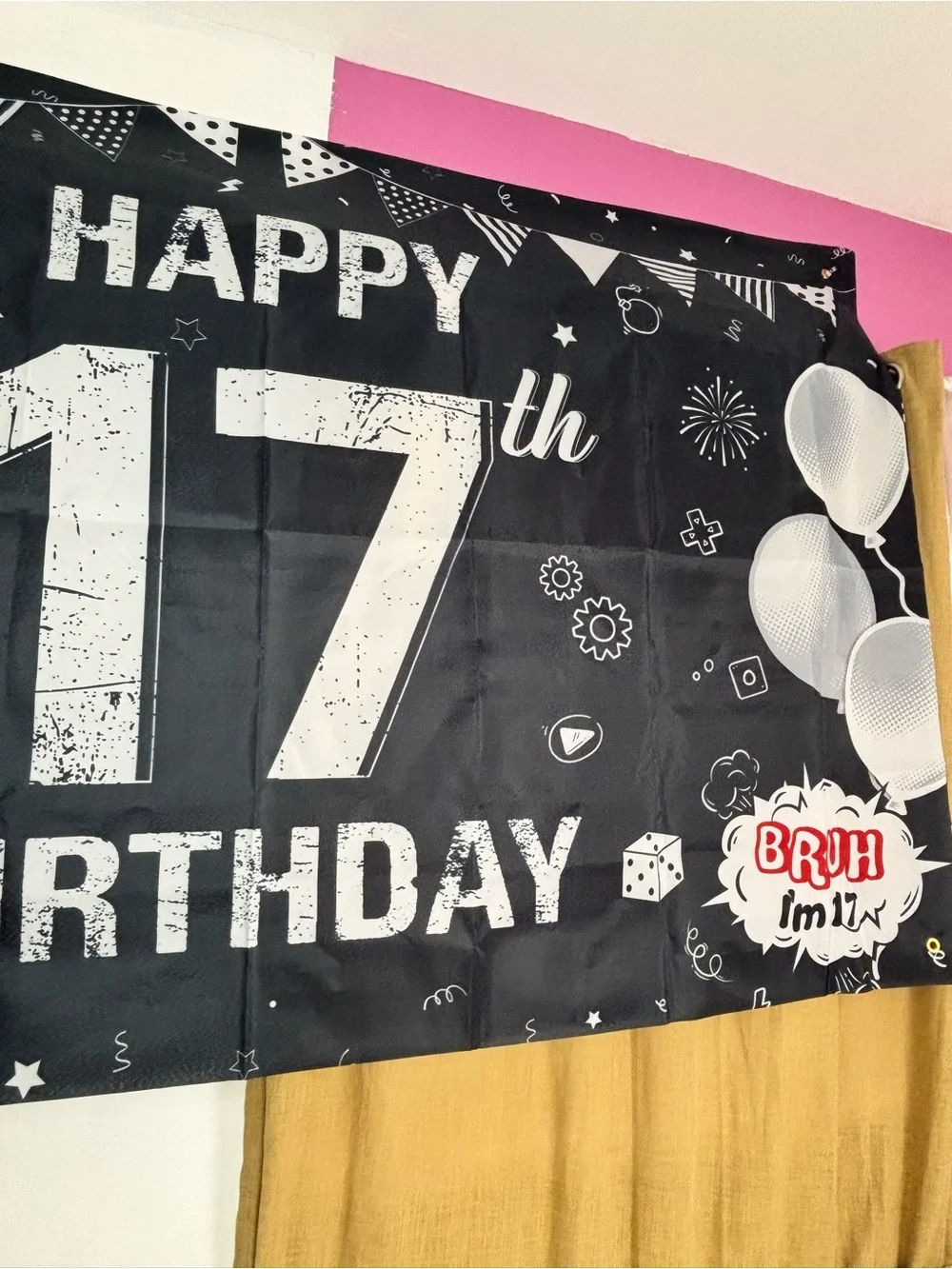 Bruh It's My 17th Birthday Black Party Banner Set